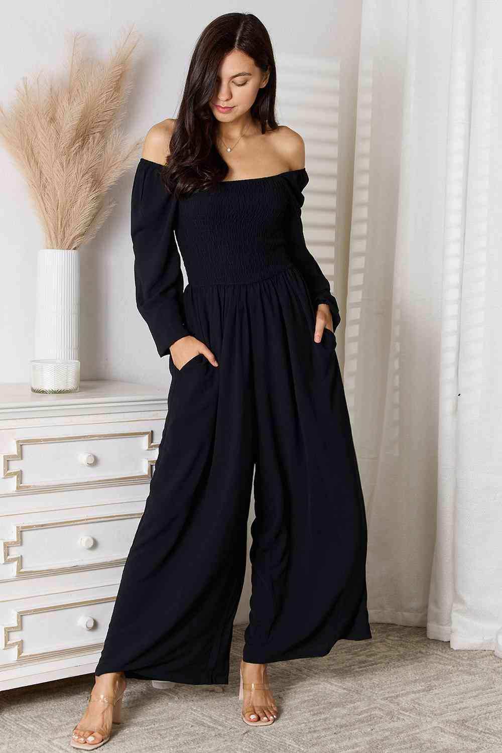 Double Take Square Neck Jumpsuit with Pockets - Trendsi - Flyclothing LLC