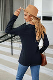 Cable-Knit Long Sleeve V-Neck T-Shirt - Trendsi - Flyclothing LLC
