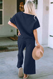 Short Sleeve Top and Pants Set - Trendsi - Flyclothing LLC