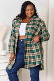 Double Take Plaid Collared Neck Long Sleeve Shirt - Trendsi - Flyclothing LLC