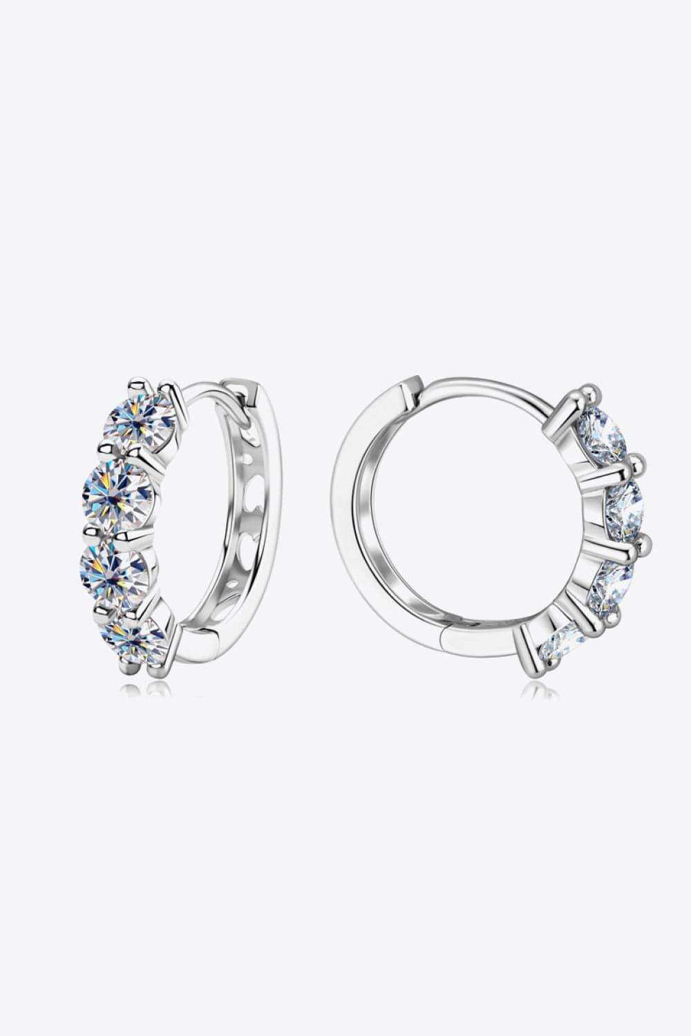 2.4 Carat Moissanite Huggie Earrings - Trendsi - Flyclothing LLC