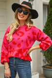 Leopard Round Neck Dropped Shoulder Sweater - Trendsi - Flyclothing LLC