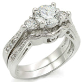 Alamode Rhodium Brass Ring with AAA Grade CZ in Clear - Alamode - Flyclothing LLC