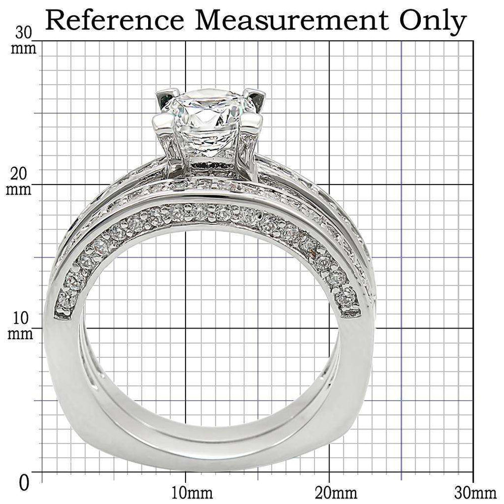 Alamode Rhodium Brass Ring with AAA Grade CZ in Clear - Alamode - Flyclothing LLC