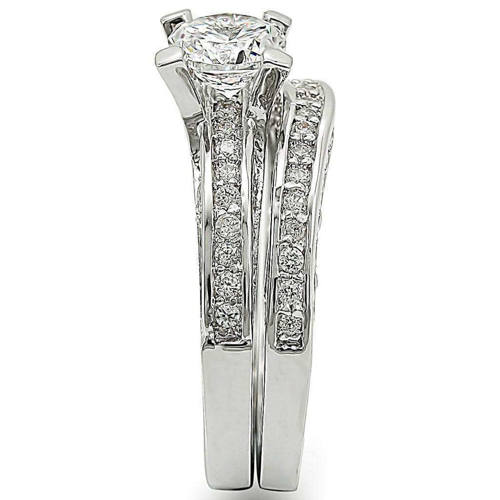 Alamode Rhodium Brass Ring with AAA Grade CZ in Clear - Alamode - Flyclothing LLC