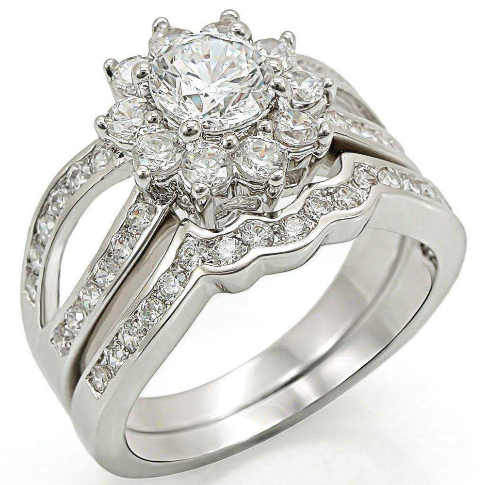 Alamode Rhodium Brass Ring with AAA Grade CZ in Clear - Alamode - Flyclothing LLC