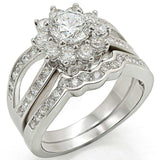 Alamode Rhodium Brass Ring with AAA Grade CZ in Clear - Alamode - Flyclothing LLC