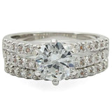 Alamode Rhodium Brass Ring with AAA Grade CZ in Clear - Alamode - Flyclothing LLC