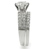 Alamode Rhodium Brass Ring with AAA Grade CZ in Clear - Alamode - Flyclothing LLC