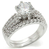 Alamode Rhodium Brass Ring with AAA Grade CZ in Clear - Alamode - Flyclothing LLC