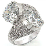 Alamode Rhodium Brass Ring with AAA Grade CZ in Clear - Alamode - Flyclothing LLC