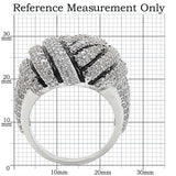 Alamode Rhodium Brass Ring with AAA Grade CZ in Clear - Alamode - Flyclothing LLC
