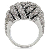 Alamode Rhodium Brass Ring with AAA Grade CZ in Clear - Alamode - Flyclothing LLC