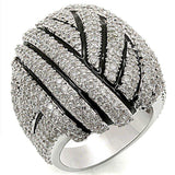Alamode Rhodium Brass Ring with AAA Grade CZ in Clear - Alamode - Flyclothing LLC