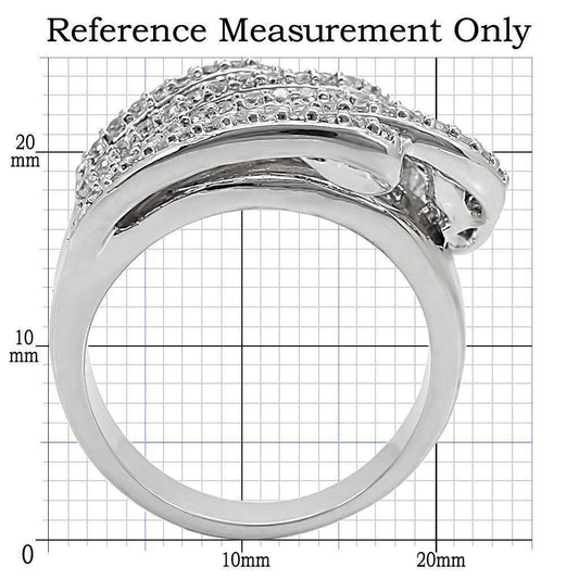 Alamode Rhodium Brass Ring with AAA Grade CZ in Clear - Alamode - Flyclothing LLC