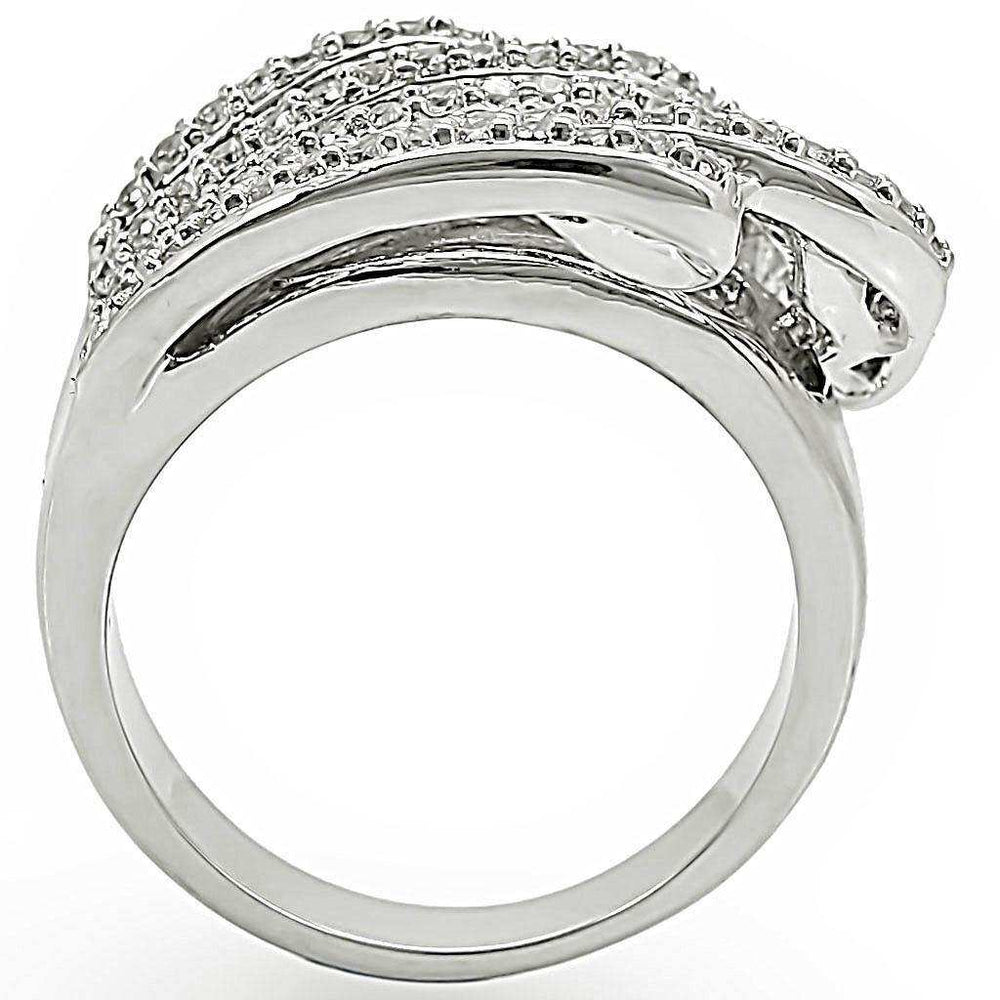 Alamode Rhodium Brass Ring with AAA Grade CZ in Clear - Alamode - Flyclothing LLC