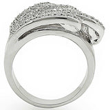 Alamode Rhodium Brass Ring with AAA Grade CZ in Clear - Alamode - Flyclothing LLC