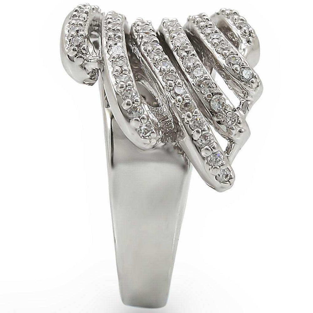 Alamode Rhodium Brass Ring with AAA Grade CZ in Clear - Alamode - Flyclothing LLC