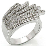 Alamode Rhodium Brass Ring with AAA Grade CZ in Clear - Alamode - Flyclothing LLC