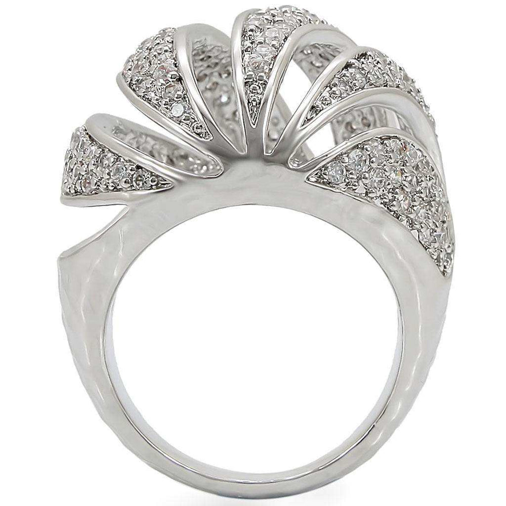 Alamode Rhodium Brass Ring with AAA Grade CZ in Clear - Alamode - Flyclothing LLC