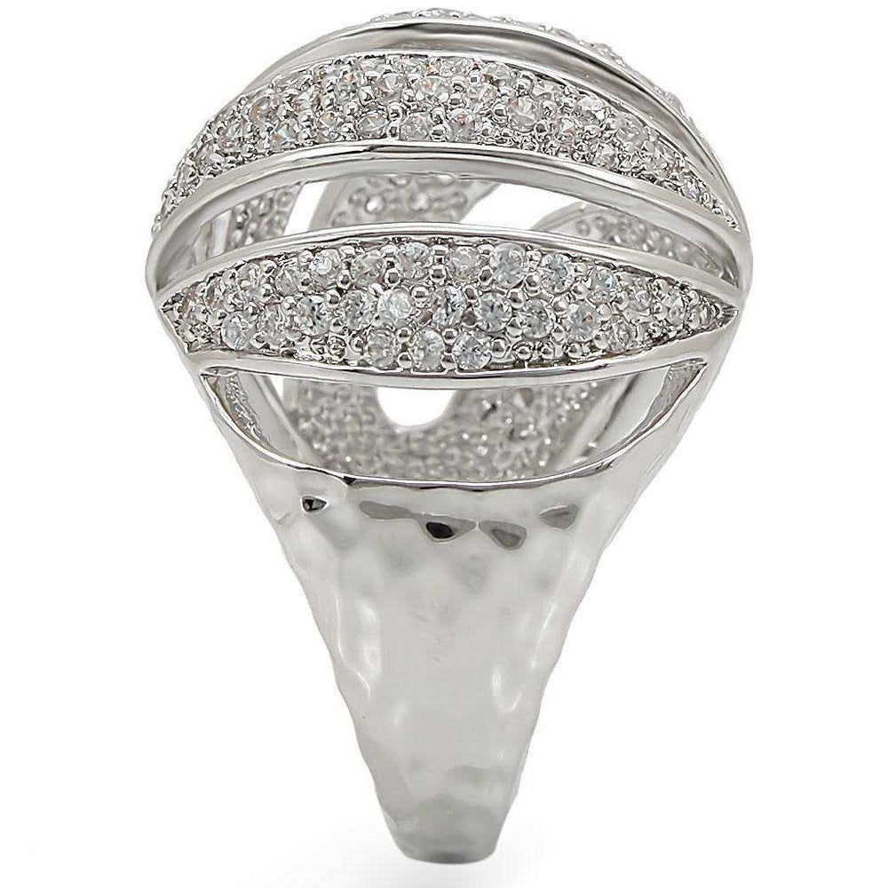 Alamode Rhodium Brass Ring with AAA Grade CZ in Clear - Alamode - Flyclothing LLC