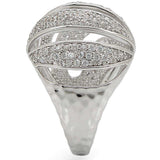 Alamode Rhodium Brass Ring with AAA Grade CZ in Clear - Alamode - Flyclothing LLC