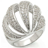 Alamode Rhodium Brass Ring with AAA Grade CZ in Clear - Alamode - Flyclothing LLC