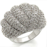 Alamode Rhodium Brass Ring with AAA Grade CZ in Clear - Alamode - Flyclothing LLC