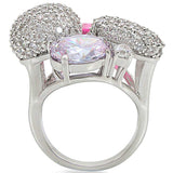 Alamode Rhodium Brass Ring with AAA Grade CZ in Multi Color - Alamode - Flyclothing LLC