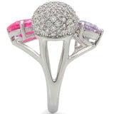 Alamode Rhodium Brass Ring with AAA Grade CZ in Multi Color - Alamode - Flyclothing LLC