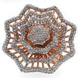 Alamode Rose Gold + Rhodium Brass Ring with Top Grade Crystal in Clear - Alamode - Flyclothing LLC