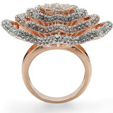Alamode Rose Gold + Rhodium Brass Ring with Top Grade Crystal in Clear - Alamode - Flyclothing LLC