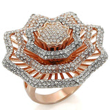 Alamode Rose Gold + Rhodium Brass Ring with Top Grade Crystal in Clear - Alamode - Flyclothing LLC