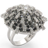 Alamode Rhodium Brass Ring with AAA Grade CZ in Black Diamond - Alamode - Flyclothing LLC
