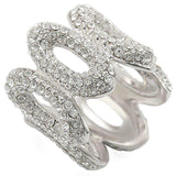 Alamode Rhodium Brass Ring with Top Grade Crystal in Clear - Alamode - Flyclothing LLC
