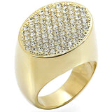 Alamode Gold Brass Ring with Top Grade Crystal in Clear - Alamode - Flyclothing LLC