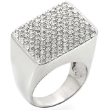 Alamode Rhodium Brass Ring with Top Grade Crystal in Clear - Alamode - Flyclothing LLC