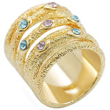 Alamode Gold Brass Ring with Top Grade Crystal in Multi Color - Alamode - Flyclothing LLC