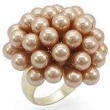 Alamode Gold Brass Ring with Synthetic Pearl in Champagne - Alamode - Flyclothing LLC