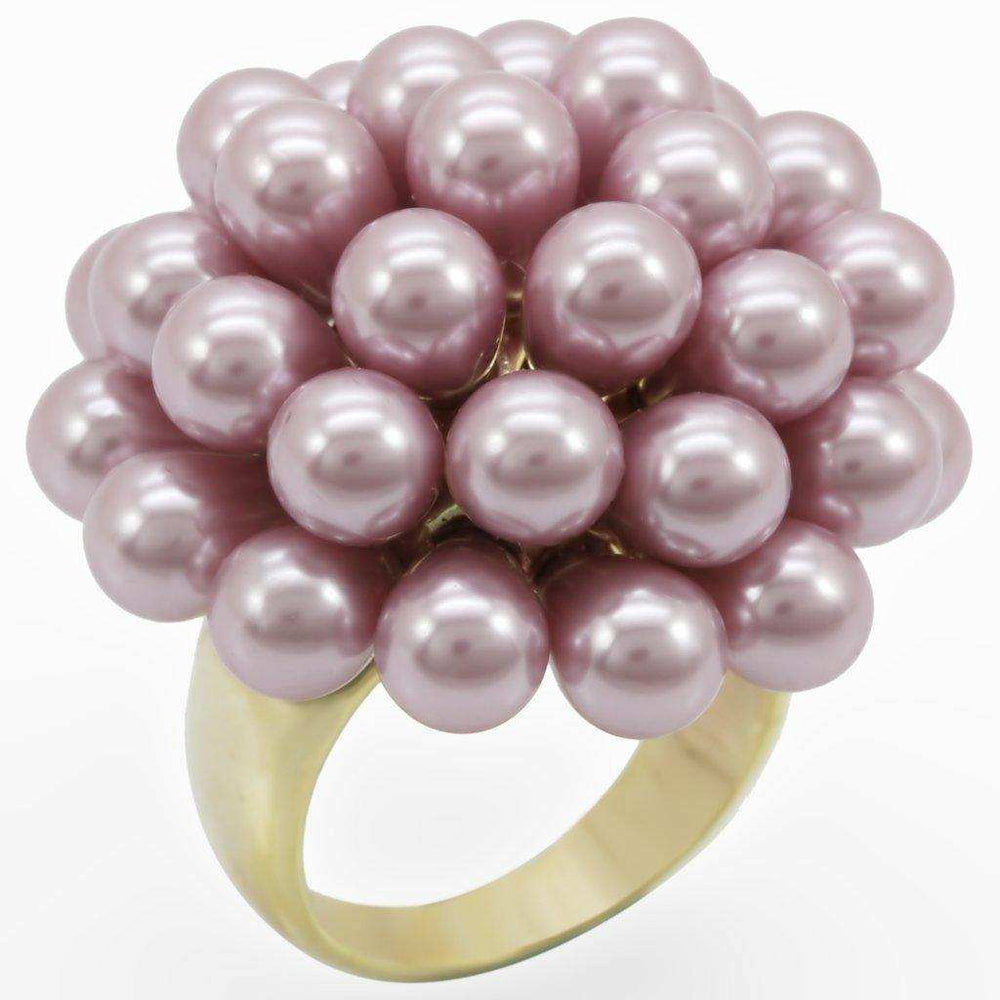 Alamode Gold Brass Ring with Synthetic Pearl in Light Amethyst - Alamode - Flyclothing LLC