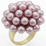 Alamode Gold Brass Ring with Synthetic Pearl in Light Amethyst - Alamode - Flyclothing LLC
