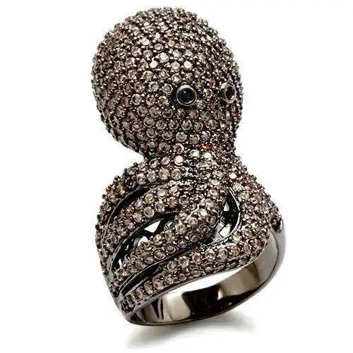 Alamode Ruthenium Brass Ring with AAA Grade CZ in Multi Color - Alamode - Flyclothing LLC