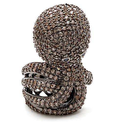 Alamode Ruthenium Brass Ring with AAA Grade CZ in Multi Color - Alamode - Flyclothing LLC