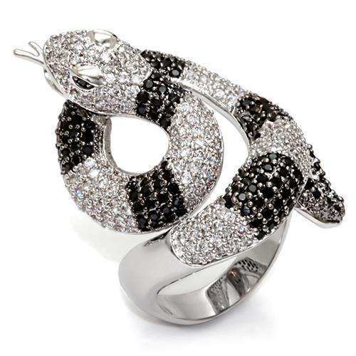 Alamode Rhodium + Ruthenium Brass Ring with AAA Grade CZ in Black Diamond - Alamode - Flyclothing LLC