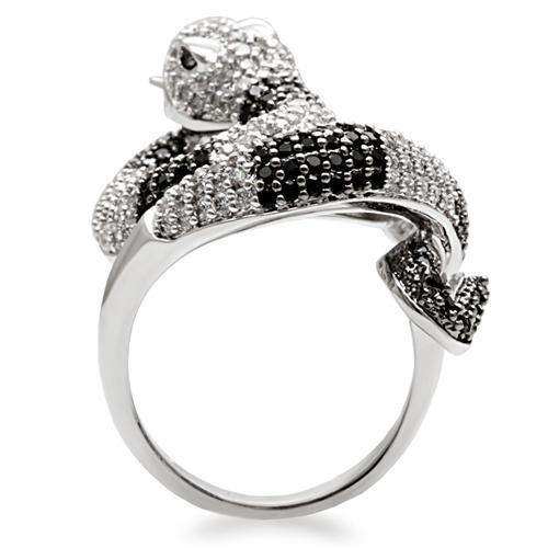 Alamode Rhodium + Ruthenium Brass Ring with AAA Grade CZ in Black Diamond - Alamode - Flyclothing LLC