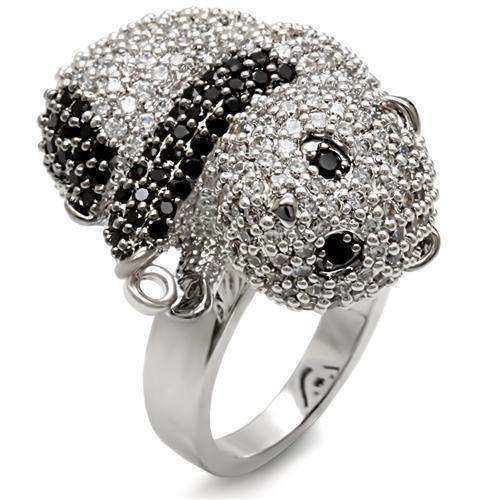 Alamode Rhodium + Ruthenium Brass Ring with AAA Grade CZ in Black Diamond - Alamode - Flyclothing LLC