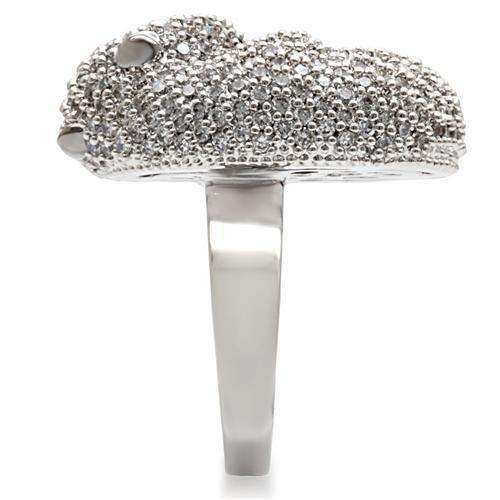 Alamode Rhodium + Ruthenium Brass Ring with AAA Grade CZ in Black Diamond - Alamode - Flyclothing LLC