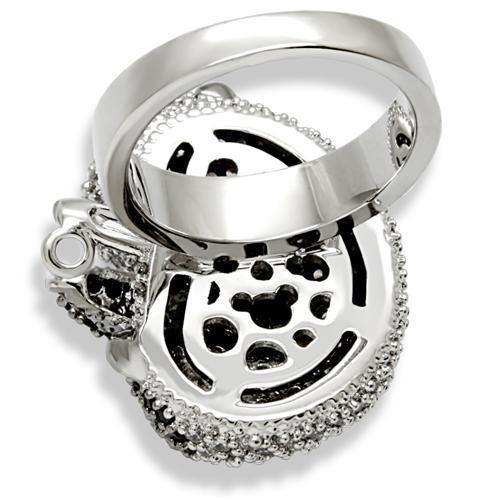 Alamode Rhodium + Ruthenium Brass Ring with AAA Grade CZ in Black Diamond - Alamode - Flyclothing LLC