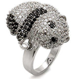 Alamode Rhodium + Ruthenium Brass Ring with AAA Grade CZ in Black Diamond - Alamode - Flyclothing LLC
