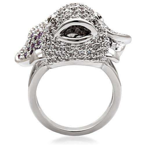 Alamode Rhodium Brass Ring with AAA Grade CZ in Multi Color - Alamode - Flyclothing LLC